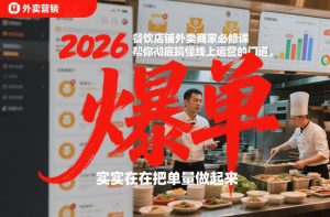 2026餐饮店铺外卖商家必修课,帮你彻底搞懂线上运营的门道,实实在在把单量做起来-就爱副业网