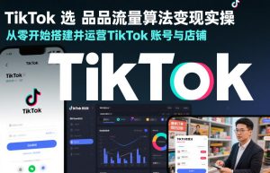 TikTok选品流量算法变现实操,从零开始搭建并运营TikTok账号与店铺-就爱副业网