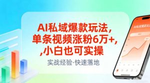 AI私域爆款玩法,单条视频涨粉6W+,小白也可实操-就爱副业网
