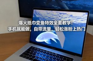 爆火纸巾变鱼特效全套教学!手机就能做,自带流量,轻松涨粉上热门-就爱副业网