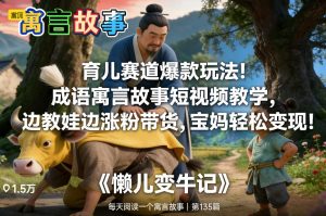 育儿赛道爆款玩法!成语寓言故事短视频教学,边教娃边涨粉带货,宝妈轻松变现!-就爱副业网