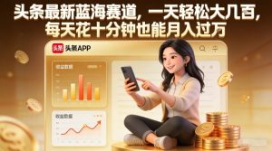 头条最新蓝海赛道，一天轻松大几张，每天花十分钟也能月入过1W【揭秘】-就爱副业网