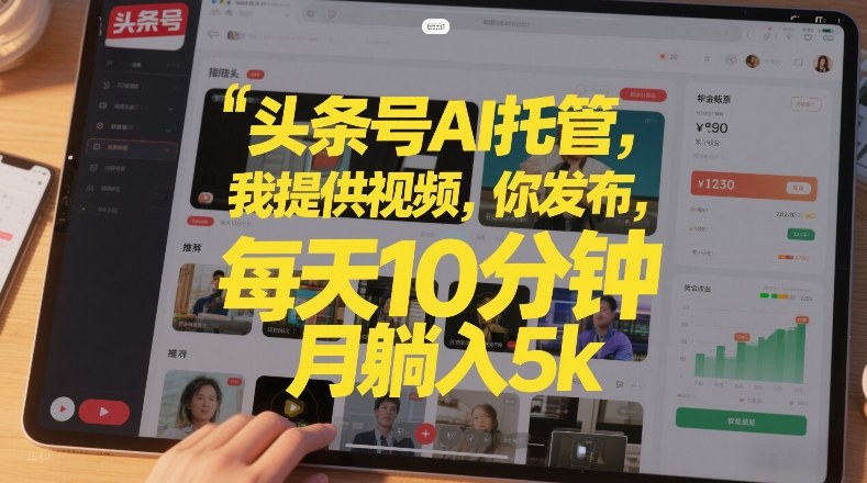 久爱副业网,网赚项目,网赚论坛博客网分享头条号AI托管,我提供视频,你发布,每天10分钟,月躺入5k+【揭秘】
