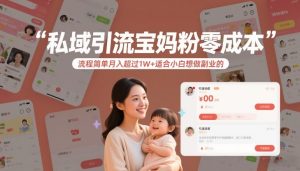 私域引流宝妈粉零成本流程简单月入超过1W+适合小白想做副业的-就爱副业网