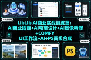 LibLIb AI商业实战训练营:AI商业插画+AI电商设计+AI图像精修+COMFY UI工作流+AI+PS高级合成-就爱副业网