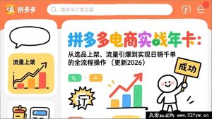 （17146期）2026拼多多电商实战年卡：选品上架+流量引爆+日销千单全攻略-就爱副业网