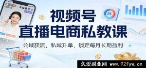 视频号直播电商私教课:公域引流从0到1,私域转化实战落地,稳定盈利-就爱副业网