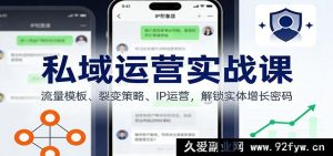2025私域运营实战课：流量裂变模板+IP变现策略，实体店客源增长秘籍-就爱副业网