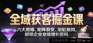 全渠道获客破局指南：6大增长思维+矩阵裂变+浴缸诱饵，2024企业业绩暴涨秘籍-就爱副业网