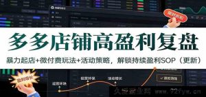 拼多多店铺高利润实战：新店爆发+微付费玩法+大促活动策划，解锁2024年持续盈利标准化流程（升级版）-就爱副业网