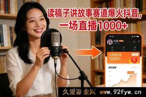 17073期:抖音念稿讲故事成热门赛道 单场直播收入破千-就爱副业网