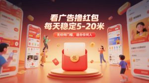 看广告撸红包，每天稳定5-20米，无任何门槛，适合任何人-就爱副业网