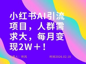 她通过这个AI项目每月做到2W＋的收入，最新小红书AI项目，人群需求大！-就爱副业网