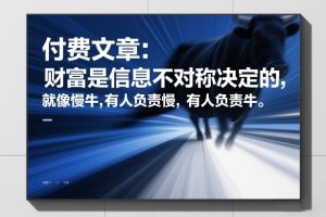 付费文章:财富是信息不对称决定的,就像慢牛,有人负责慢,有人负责牛-就爱副业网