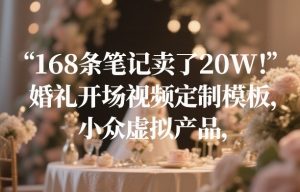 168条笔记卖了20W！婚礼开场视频定制模板，小众虚拟产品-就爱副业网