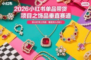 2026小红书单品带货项目之饰品垂直赛道,潮在小红书上开店,稳定月入5W+-就爱副业网