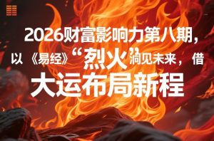 2026财富影响力第八期，以《易经》智慧洞见未来，借“离火”大运布局新程-就爱副业网