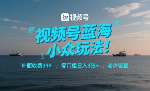 视频号蓝海小众玩法！外面收费399，零门槛日入3张+，老少皆宜-就爱副业网
