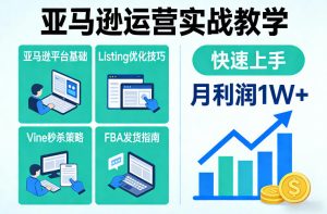 亚马逊运营实战教学,亚马逊平台+Listing优化+Vine秒杀+FBA发货等,快速上手,实现店铺月利润1W-就爱副业网