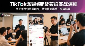 TikTok短视频带货实拍实战课程,手把手带你从零起步,助你快速出单,突破瓶颈-就爱副业网
