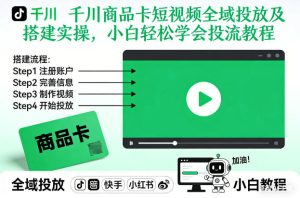 千川商品卡短视频全域投放及搭建实操,小白轻松学会投流教程(更新26年2月)-就爱副业网