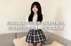 超真实AI美女短视频生成制作教学,在线制作方便快捷,不吃电脑配置,快速起号涨粉-就爱副业网