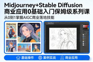 AIGC商业应用Midjourney+Stable Diffusion教程,0基础入门保姆级系列课-就爱副业网