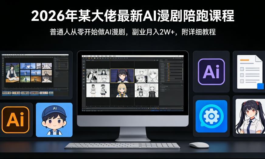 久爱副业网,网赚项目,网赚论坛博客网分享26年某大佬最新Ai漫剧陪跑课程,普通人从零开始做AI漫剧,副业月入2W+