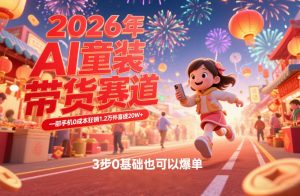 AI童装新春带货赛道,一部手机0成本狂销1.2万件喜提20W+,3步0基础也可以爆单-就爱副业网