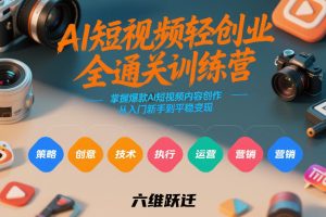 AI短视频轻创业全通关训练营,掌握爆款AI短视频内容创作,从入门新手到平稳变现的六维跃迁-就爱副业网
