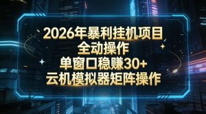 2026开年暴力挂G项目全自动操作单窗口稳賺30+云机-模拟器挂G掘金可批量矩阵操作【揭秘】-就爱副业网