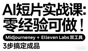 AI短片实战课:零经验可做,Midjourney+ElevenLabs双工具,3步搞定成品-就爱副业网