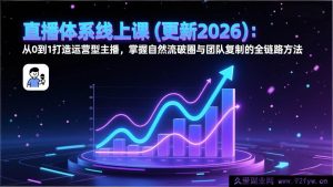 (17383期)直播运营全链路实战课(2月更新):0基础进阶运营型主播,掌握自然流破圈+团队可复制落地方法-就爱副业网