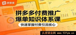 拼多多直通车付费推广单量暴涨全流程实操特训课 新手7天吃透投产拉满核心玩法-就爱副业网