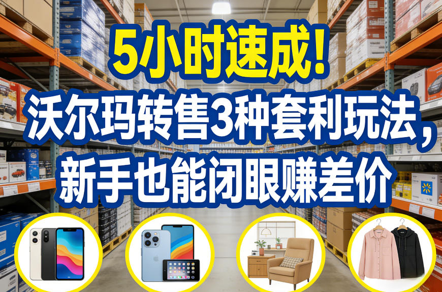 久爱副业网,网赚项目,网赚论坛博客网分享5小时速成!沃尔玛转售3种套利玩法,新手也能闭眼賺差价