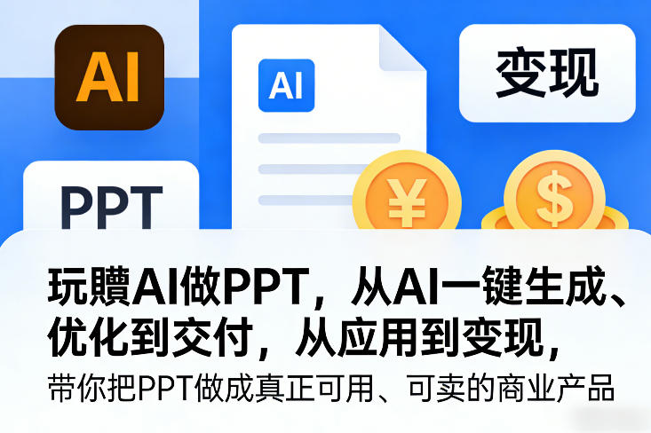 久爱副业网,网赚项目,网赚论坛博客网分享玩賺AI做PPT,从AI一键生成、优化到交付,从应用到变现,带你把PPT做成真正可用、可卖的商业产品