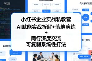 小红书企业实战私教营,AI赋能实战拆解+落地演练+同行深度交流,可复制系统性打法-就爱副业网