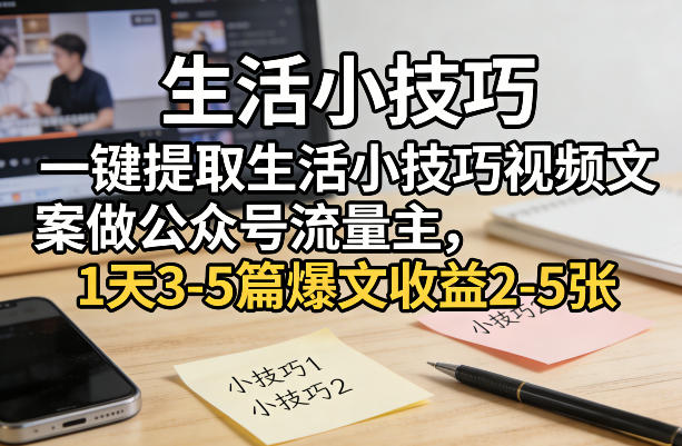 久爱副业网,网赚项目,网赚论坛博客网分享一键提取生活小技巧视频文案做公众号流量主,1天3-5篇爆文收益2-5张