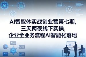 AI智能体实战创业营第七期,三天两夜线下实操,企业全业务流程AI智能化落地(26年1月20-22号)-就爱副业网
