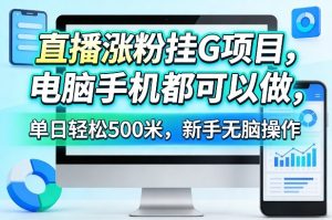 直播涨粉挂G项目,电脑手机都可以做,单日轻松500米,新手无脑操作【揭秘】-就爱副业网