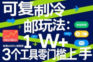 可复制冷邮件玩法:月投50刀賺1W+,新增6000+销售额,3个工具零门槛上手-就爱副业网