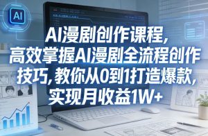 某社群AI漫剧创作课程,高效掌握AI漫剧全流程创作技巧,教你从0到1打造爆款,实现月收益1W+-就爱副业网