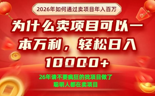 久爱副业网,网赚项目,网赚论坛博客网分享一单净利润1K+,26年想年入100个W,死磕卖项目就够了【揭秘】