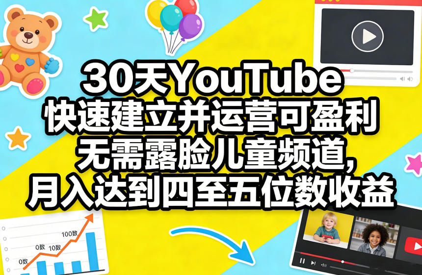久爱副业网,网赚项目,网赚论坛博客网分享30天YouTube快速建立并运营可盈利无需露脸儿童频道,月入达到四至五位数收益